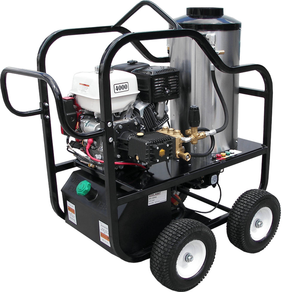 Pressure Washer 4 Wheel Portable 12V V-Belt Drive 4000psi - Honda GX390 - HP Pump - Clean Quip