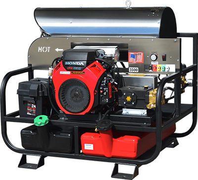 Pressure Washer Skid 12V V-Belt Drive 4.0gpm 3500psi - Honda GX390 - HP Pump - Clean Quip