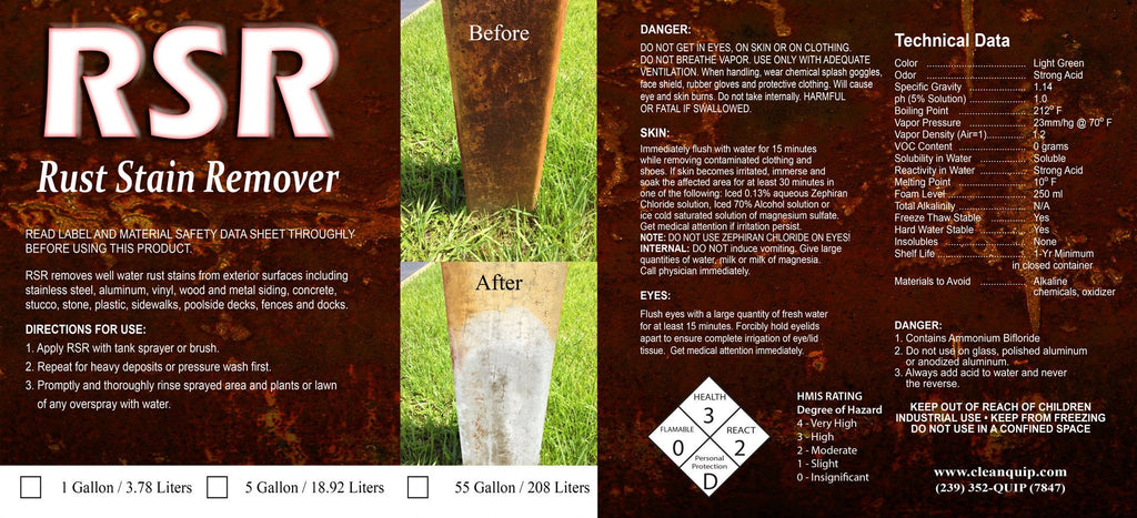 Rust Stain Remover (RSR) 55 Gallon - Clean Quip